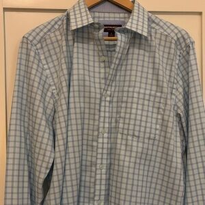 Johnston and Murphy Light Blue Plaid Button Down Shirt